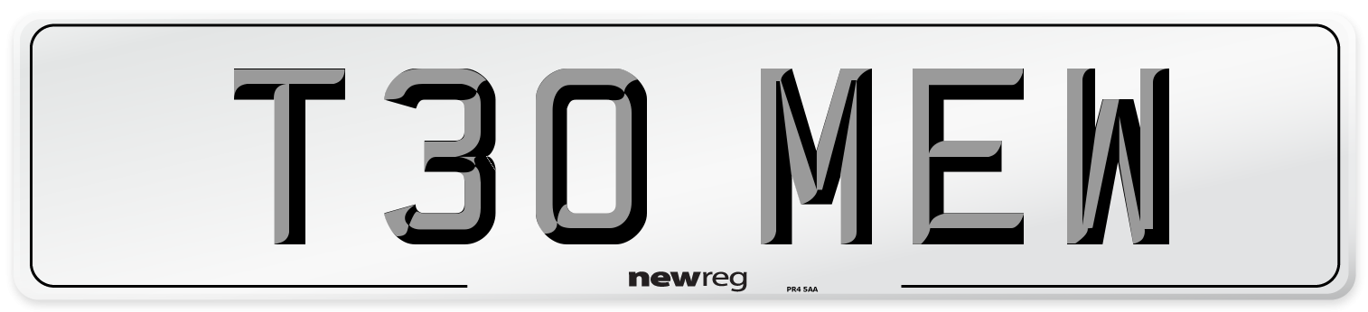 T30 MEW Number Plate from New Reg